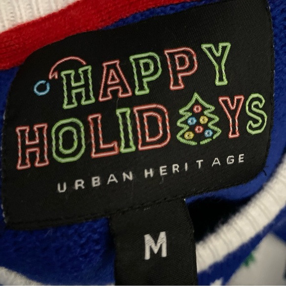Happy Holiday Urban Heritage Ugly Christmas Sweater Santa Elf Holiday Funny M - Picture 8 of 9